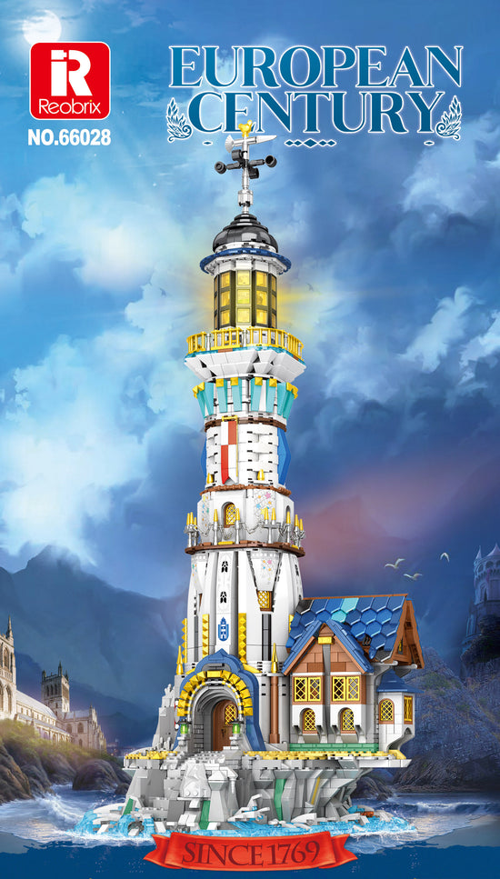 Load image into Gallery viewer, Reobrix 66028 Medieval Lighthouse Architecture Building Blocks Set 3228pcs 34.5 × 42.5 × 74.5 cm
