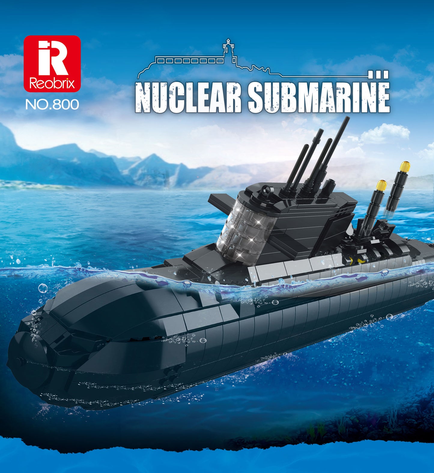 Laden Sie das Bild in den Galerie-Viewer, Reobrix 800 Nuclear Submarine 1498pcs 63 × 8 × 20 cm Original Packaging
