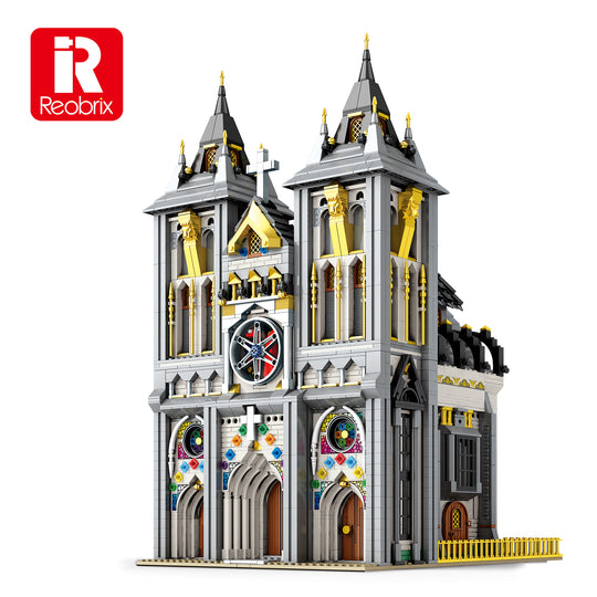 Reobrix 66027 Medieval Church Building Blocks Kit with LED Lights