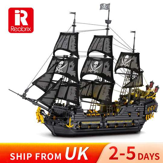 Reobrix 66036 Black Pearl Pirate Ship With Lights  UK Warehouse Expre