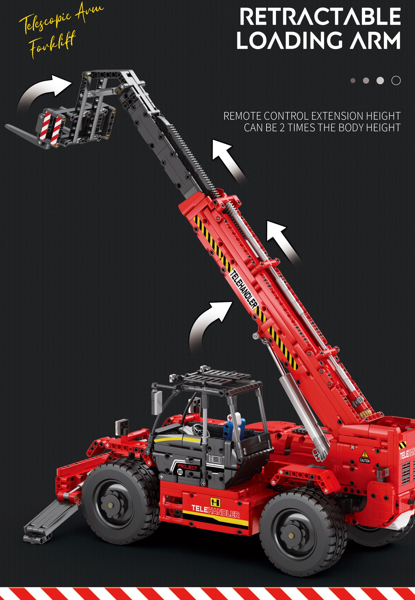 Reobrix 22020 Telescopic Arm Forklift 2260pcs 51 × 21 × 34.5 cm (Without Original Packaging)