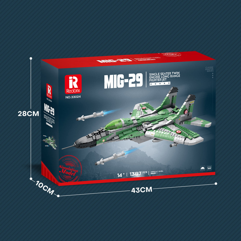 Load image into Gallery viewer, Reobrix 33024 MIG-29 Mikoyan Gurevich 1387 pcs 48 × 34 × 15 cm
