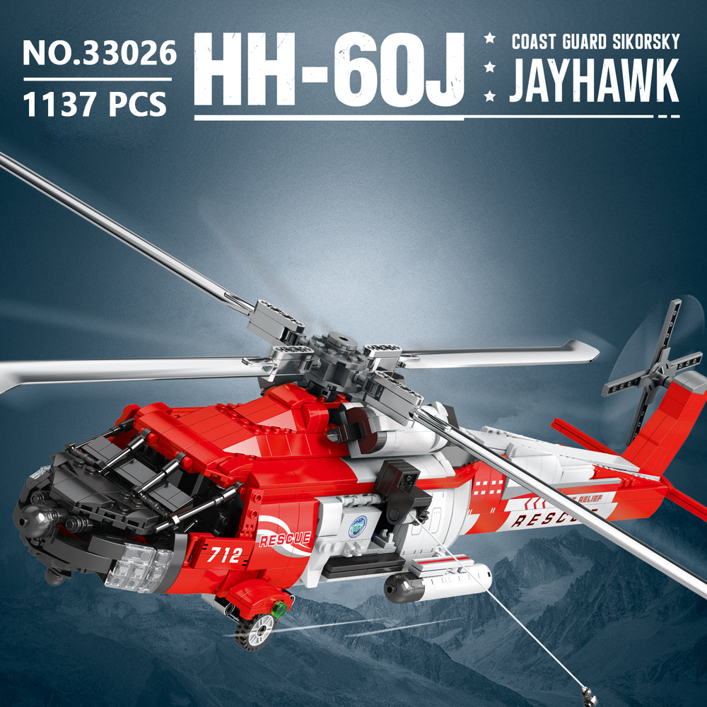 Laden Sie das Bild in den Galerie-Viewer, Reobrix 33026 HH-60J Guard Search  Rescue Aircraft 1137 pcs 67.5 × 52.5 × 13.5 cm
