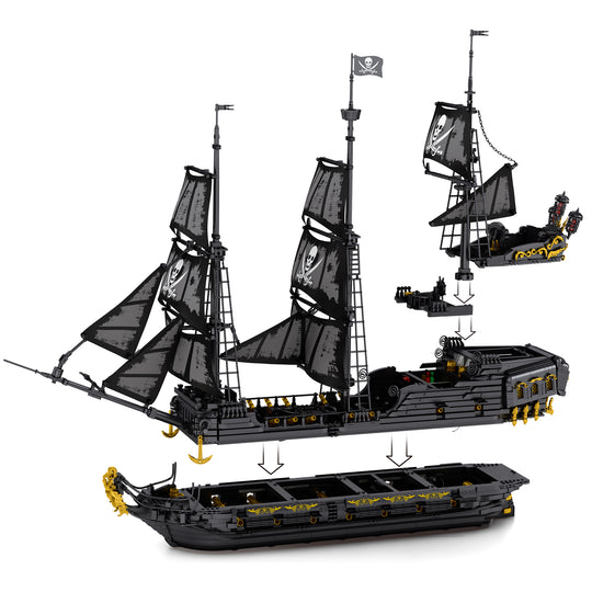 Reobrix 66036 Black Pearl Pirate Ship With Lights