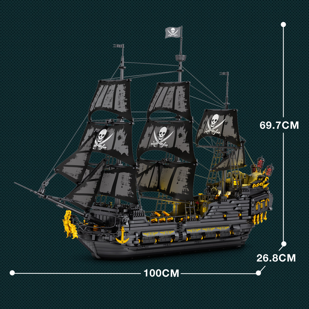 Laden Sie das Bild in den Galerie-Viewer, Reobrix 66036 Black Pearl Pirate Ship With Lights,4708 PCS,100×26.8×70 c

