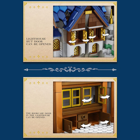Load image into Gallery viewer, Reobrix 66028 Medieval Lighthouse Architecture Building Blocks Set 3228pcs 34.5 × 42.5 × 74.5 cm
