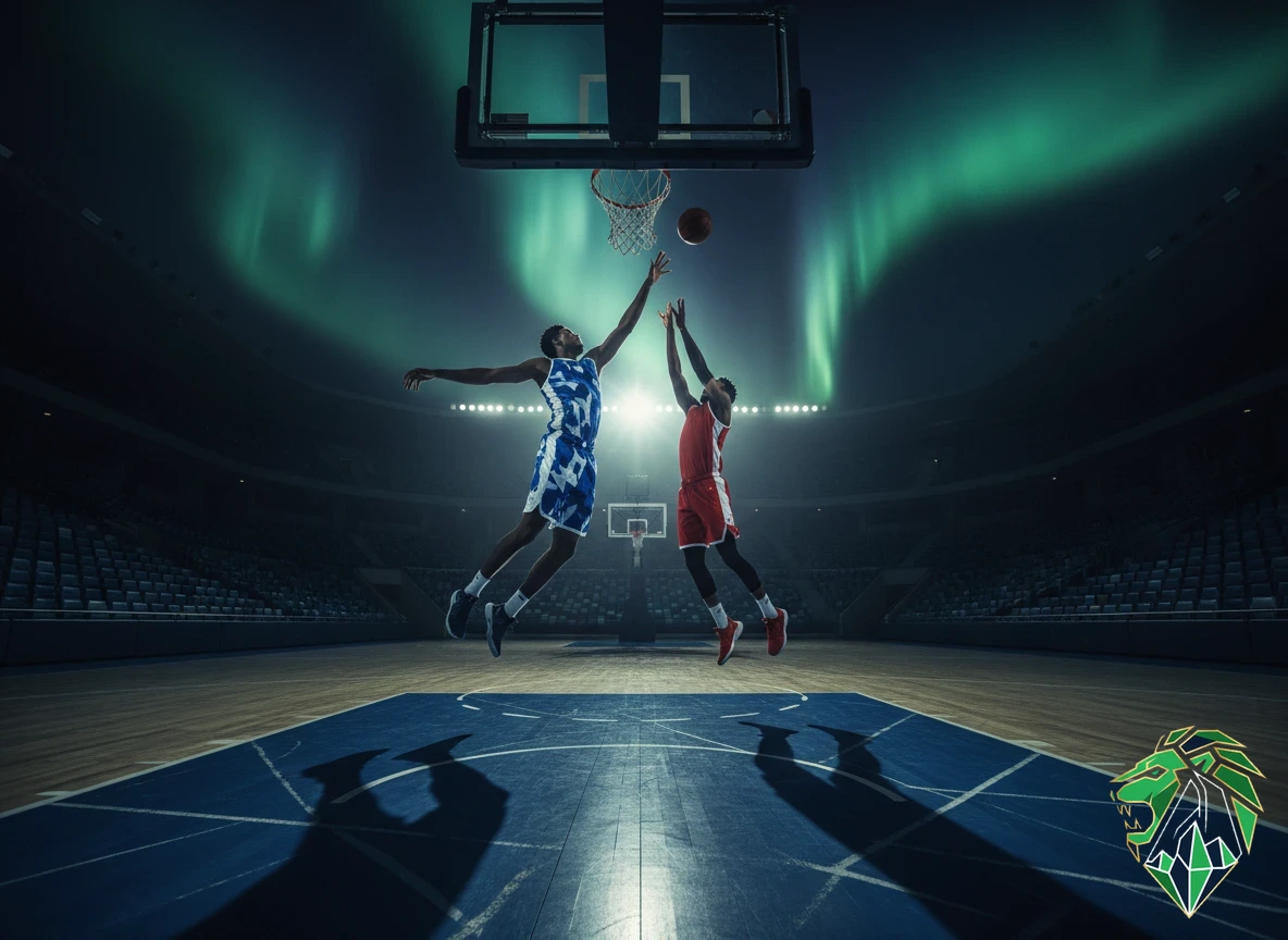Rudy Gobert contesting a layup at the rim for the Minnesota Timberwolves.